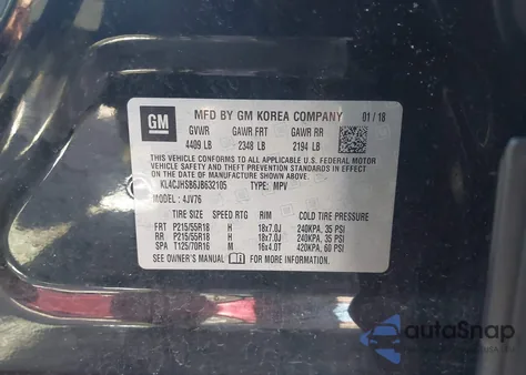 2018 Buick Encore Premium from USA, damaged, VIN KL4CJHSB6JB632105